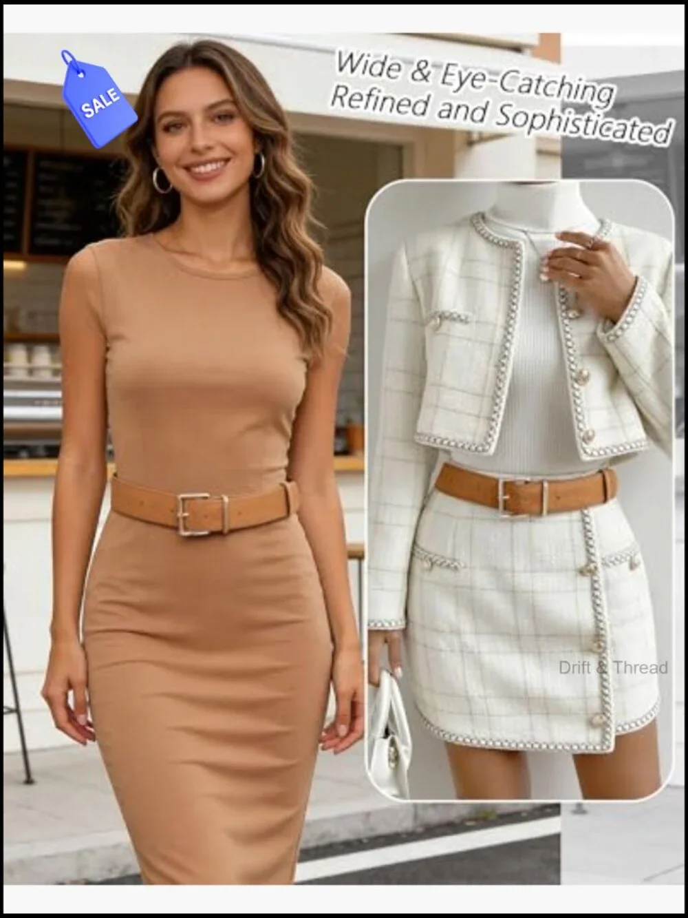 Chunky Wide Faux Suede Belt with Gold Buckle for Dresses & Coats Adjustable